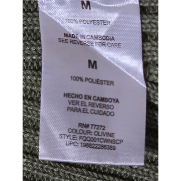 French Connection Olive Ribbed Button Front Short Sleeve Sweater‎ Dress Medium - Picture 8 of 9